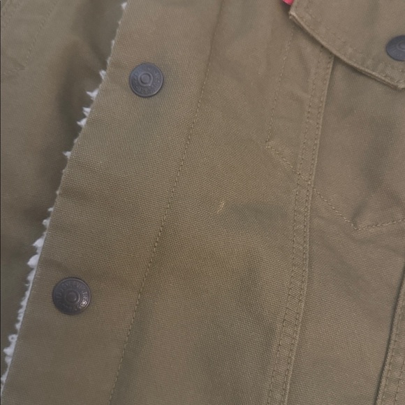 Levi's Men's Olive Khaki Sherpa Lined Trucker Denim Jacket Size Large - Picture 4 of 13